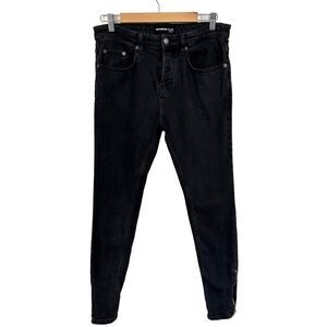 The Kooples‎ Black Skinny Jeans with Zips at the Bottom of the Legs, Size 30x30